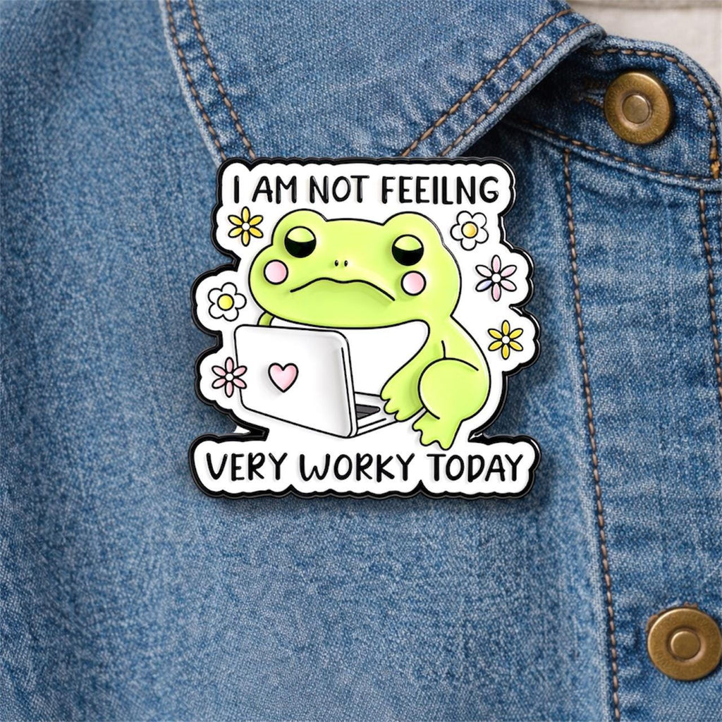 Workplace Work Frog Enamel Pins Funny Frog I Am Not Feeling Very Worky Today Brooch Badge Gift for Office Workers