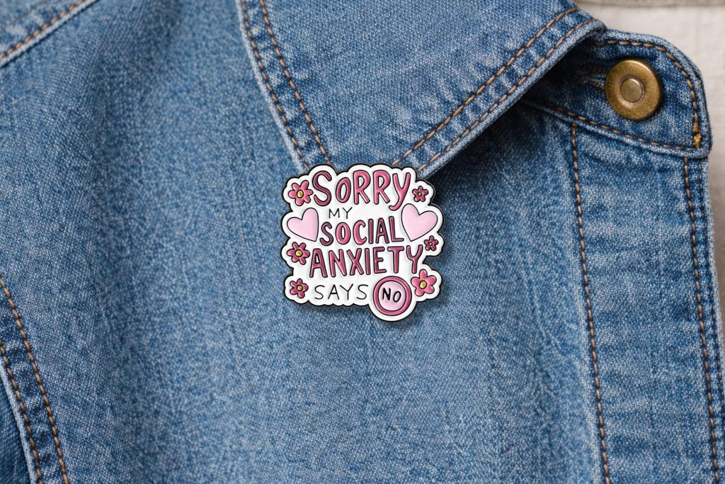 Sorry My Social Anxiety Says No Enamel Pins Social Introvert Quote Brooch Lapel Badge Jewelry Gift