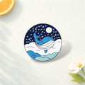 Whale Waves Night Sky Moon Stars Enamel Pin Cute Ocean Animal Brooch Lapel Badge Jewelry Gift