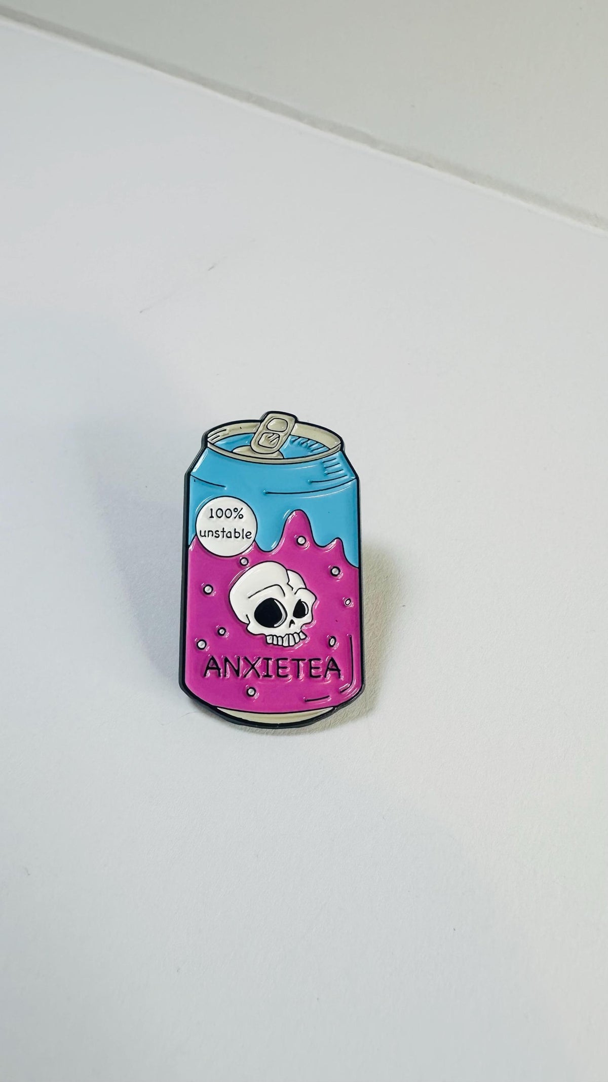 Cartoon Can Anxiety Tea Enamel Pin Anxiety Pun Badge Skull Gift Clothing Accessories Gift