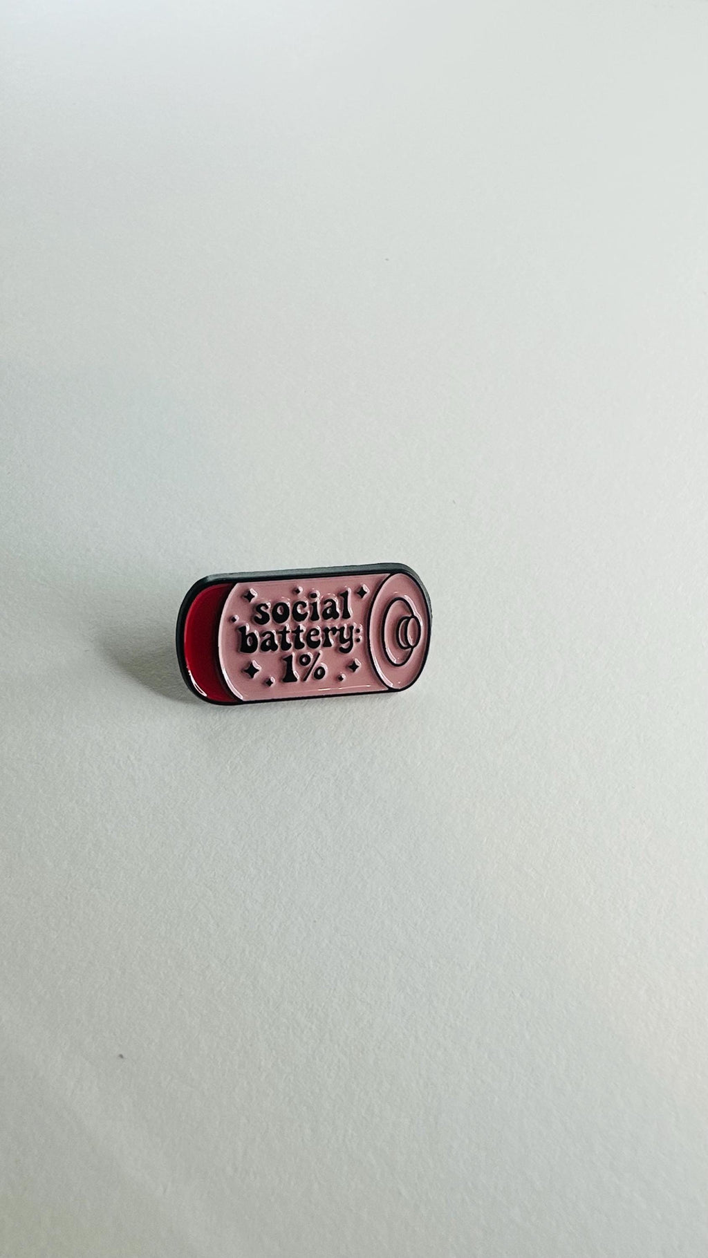 Social Battery Enamel Pin Pink 1 Percent Badge Introvert Gift Anxiety Awareness Funny Quote Lapel Pin Mental Health Jewelry