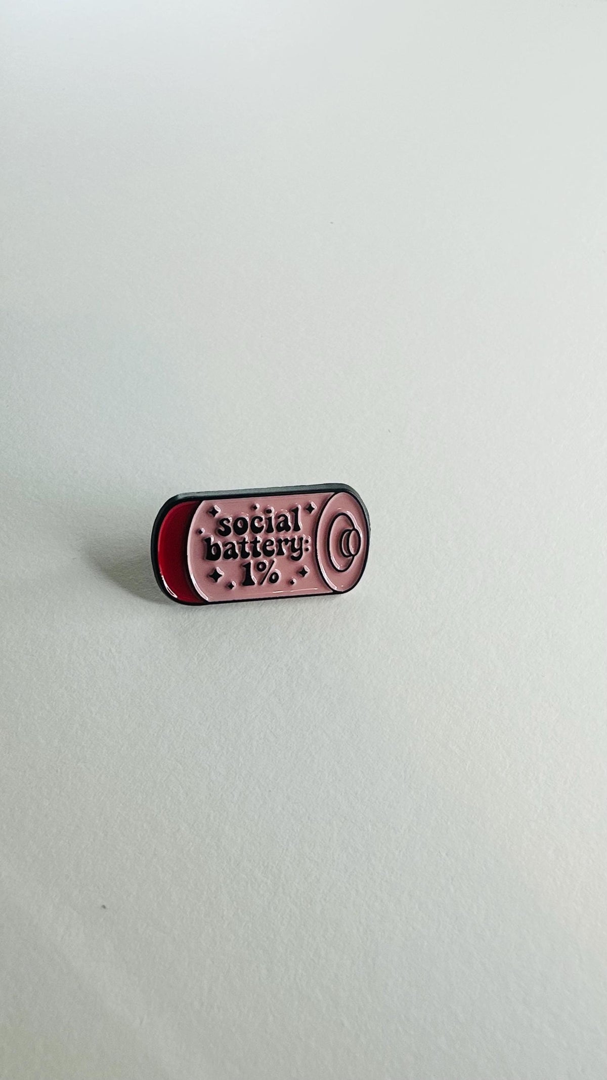 Social Battery Enamel Pin Pink 1 Percent Badge Introvert Gift Anxiety Awareness Funny Quote Lapel Pin Mental Health Jewelry