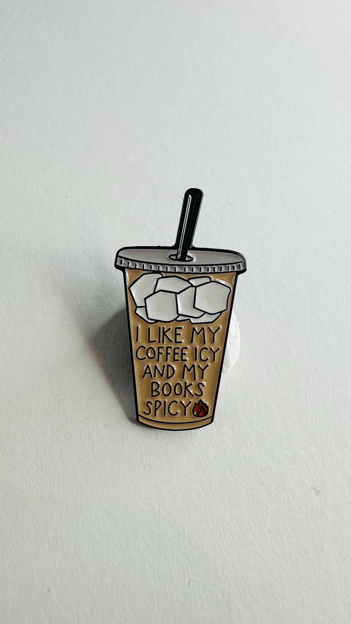 Icy Coffee Spicy Books Enamel Pin Lifestyle Preference Quote I Like My Coffee Icy and My Books Spicy