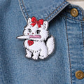 Cute Persian Cat Enamel Pin Cartoon Animal Holding Knife Brooch Lapel Badge Jewelry