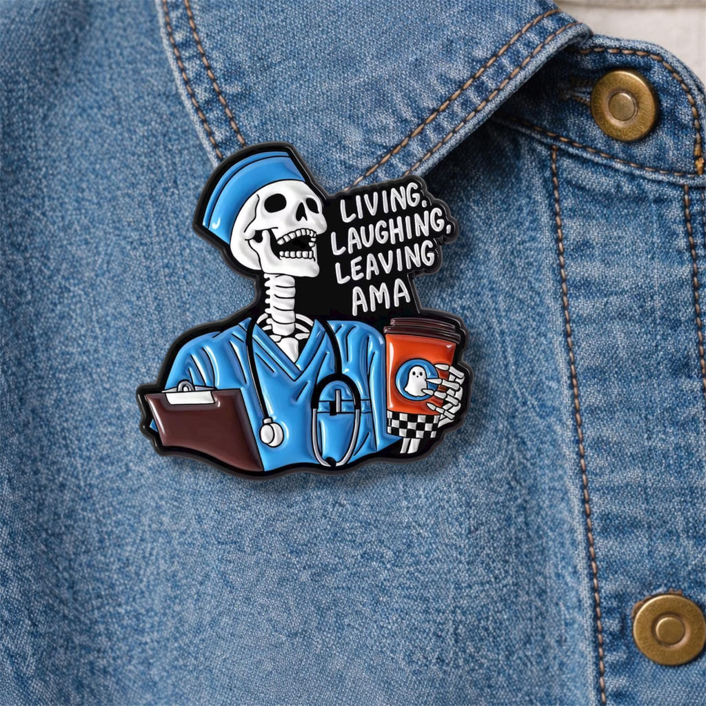 Skeleton Doctor Enamel Pin Medics With Attitude Skull Brooch Funny Medical Theme Lapel Badge