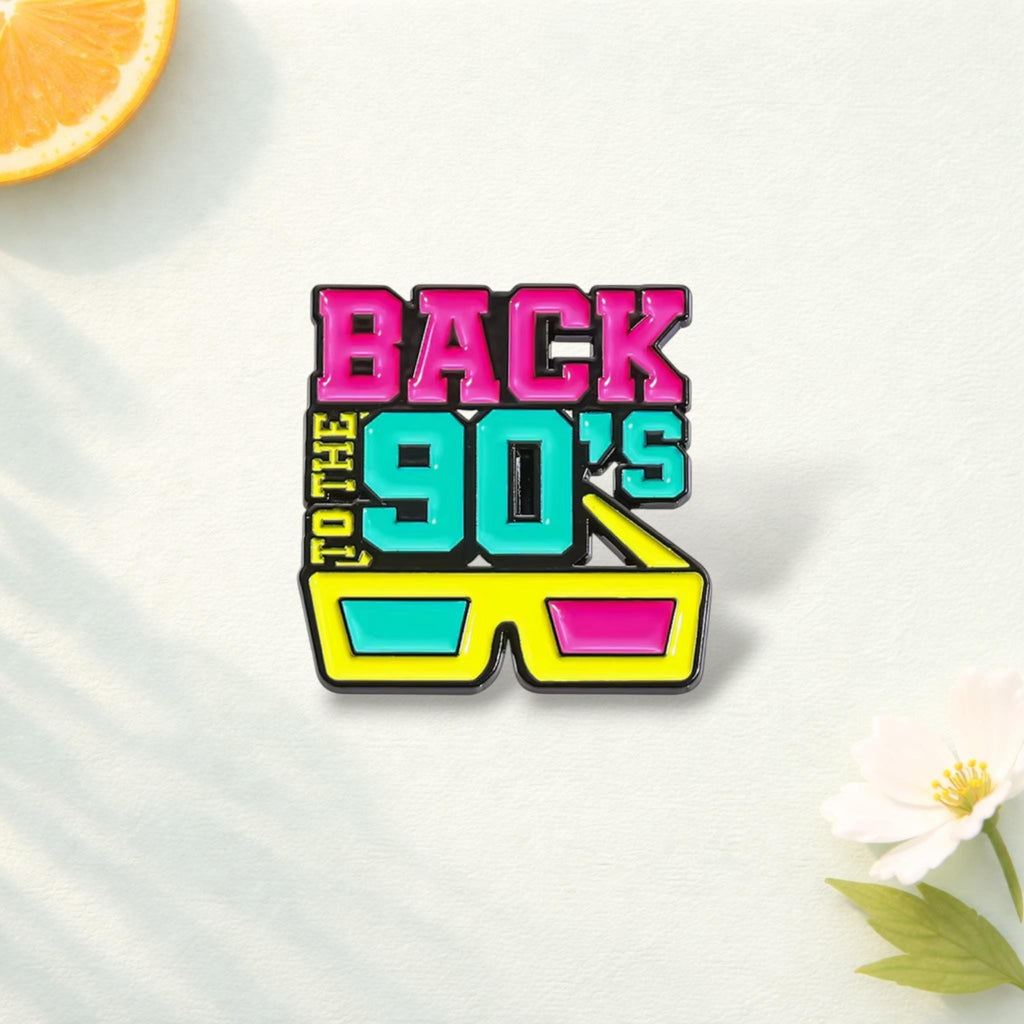 Retro 90s Style Enamel Pin Let Us Go Back Nostalgic Party Brooch Lapel Badge Jewelry Gift for Friends