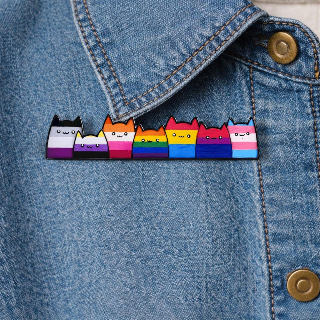 Rainbow Cat Enamel Pin LGBT Pride Colorful Kitten Cartoon Animal Brooch Lapel Badge Jewelry Gift