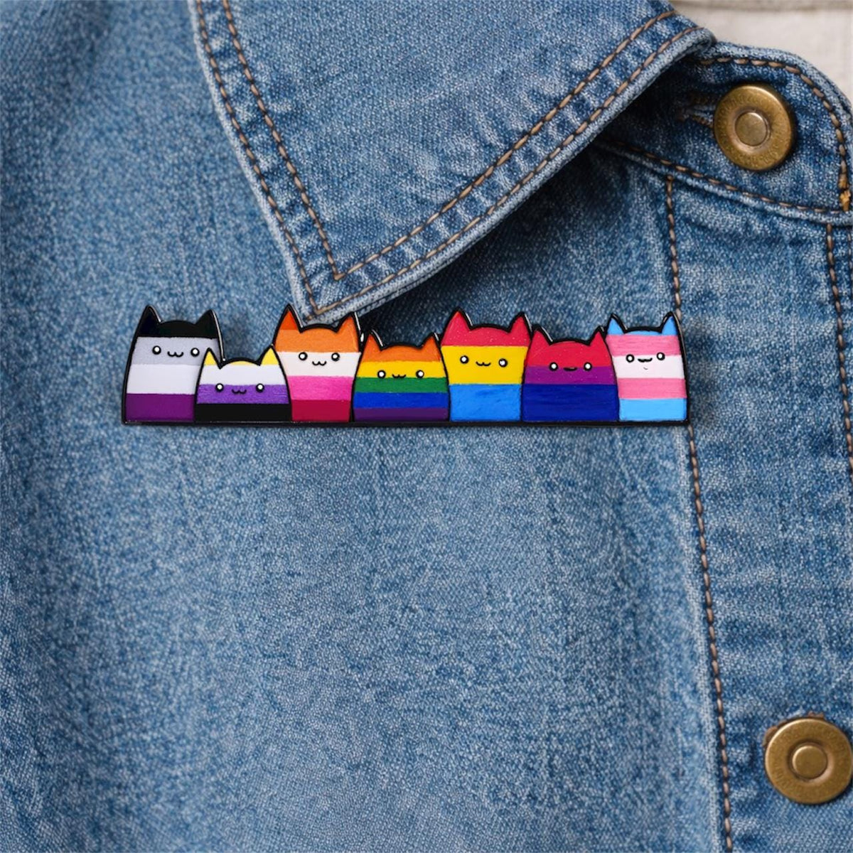 Rainbow Cat Enamel Pin LGBT Pride Colorful Kitten Cartoon Animal Brooch Lapel Badge Jewelry Gift