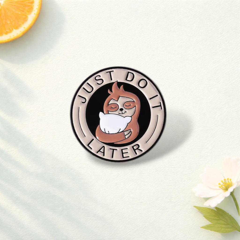 Nap Queen Enamel Pin Funny Sloth Sleeping Brooch Cartoon Animal Lapel Badge Jewelry Gift for Friends and Teens