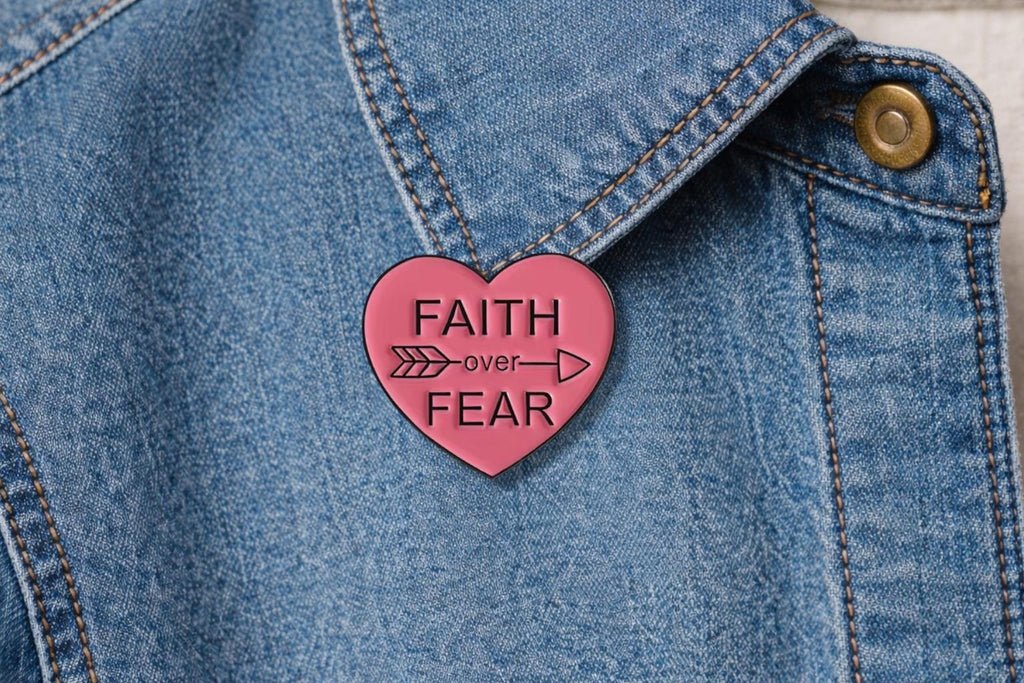 Faith Over Fear Enamel Pin Religious Christian Quote Brooch Lapel Badge Jewelry Gift for Believers