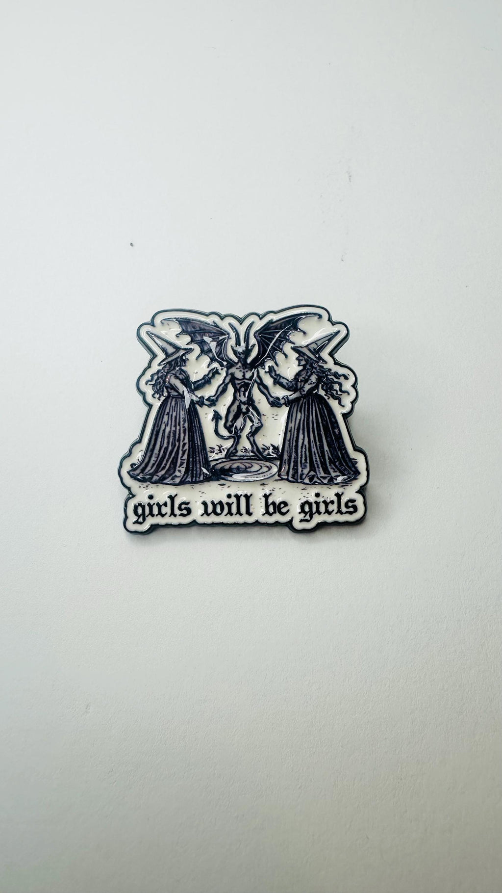 Girls Will Be Girls Enamel Pin Feminist Witch Goth Punk Quote Funny Empowerment Brooch Lapel Badge Jewelry Gift