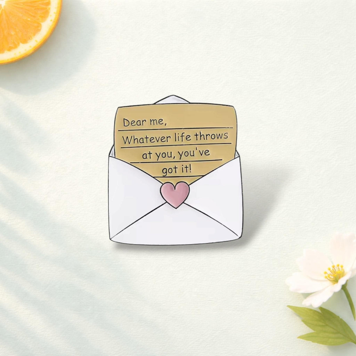 Love Yourself Enamel Pin Encouragement Quote Brooch Envelope Design Lapel Badge Jewelry Gift for Friends