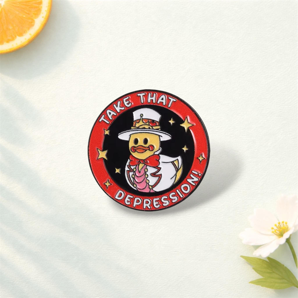 Funny Mental Health Enamel Pin – Cute Sheep Duck Skull Cartoon Brooch – Dark Humor Tombstone Lapel Badge – Quirky Aesthetic Jewelry Gift