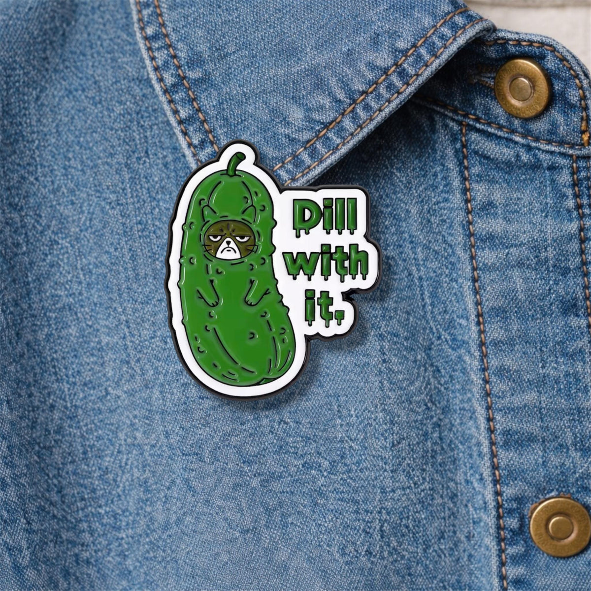 Creative Pickled Duck and Cat Enamel Pin Dill With It Pickle Hat Cat Brooch Lapel Badge Jewelry