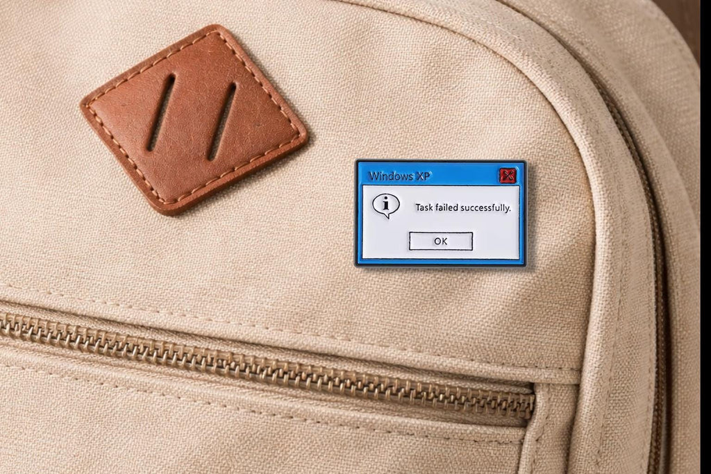Task Failed Successfully Enamel Pin – Retro Computer Error Message Brooch – Funny Glitch Tech Aesthetic Lapel Badge – Nerd Programmer Gift