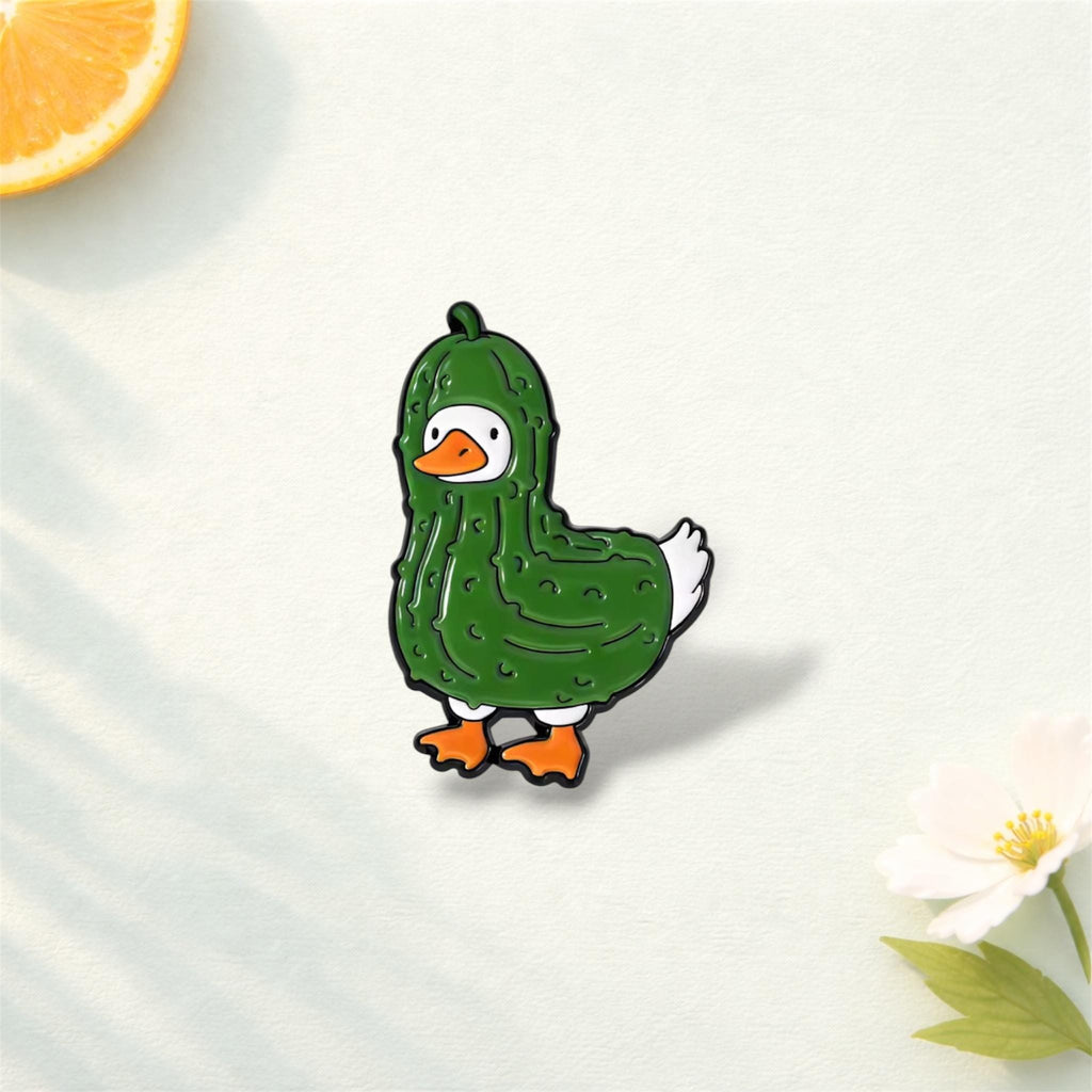 Creative Pickled Duck and Cat Enamel Pin Dill With It Pickle Hat Cat Brooch Lapel Badge Jewelry