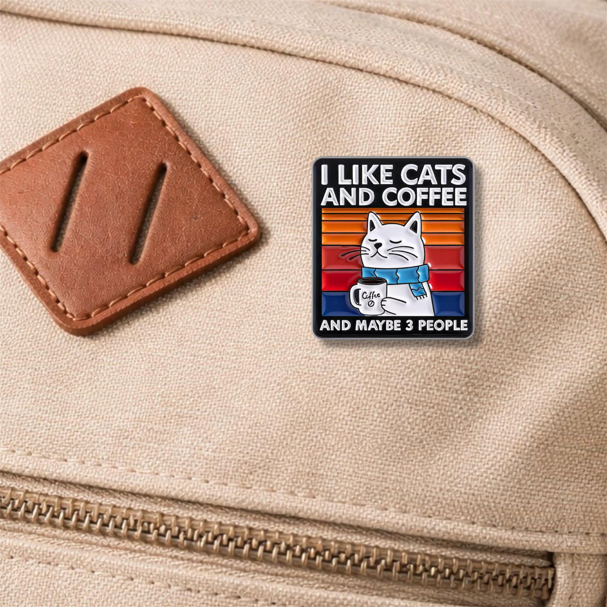 I Like Cats and Coffee and Maybe 3 People Enamel Pin – Funny Cat Coffee Lover Brooch – Cute Cartoon Lapel Badge – Quirky Pet Gift Jewelry