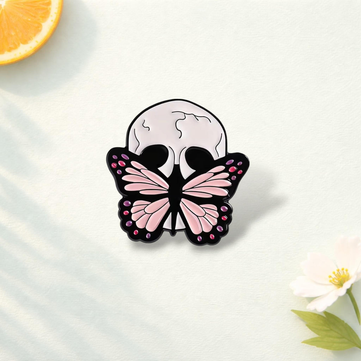 Butterfly Skeleton Enamel Pin Halloween Punk Skull Butterfly Brooch Metal Lapel Badge Jewelry Backpack Gift for Friends