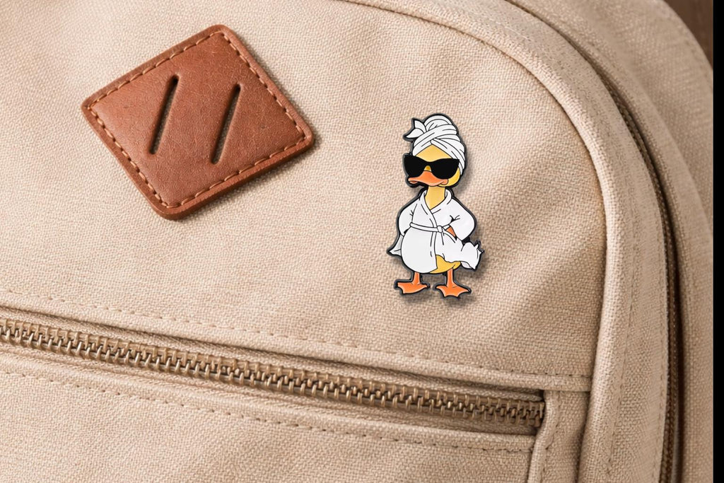 Cute Bathroom Animal Enamel Pins Goose in Sunglasses Duck in Towel Brooch Lapel Badge Jewelry