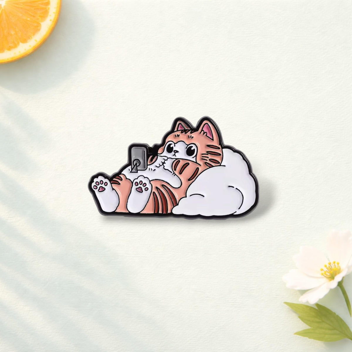 Funny Cat on Laptop Enamel Pin Tired Kitty Work Life Brooch Cute Animal Lapel Badge Jewelry Gift for Friends