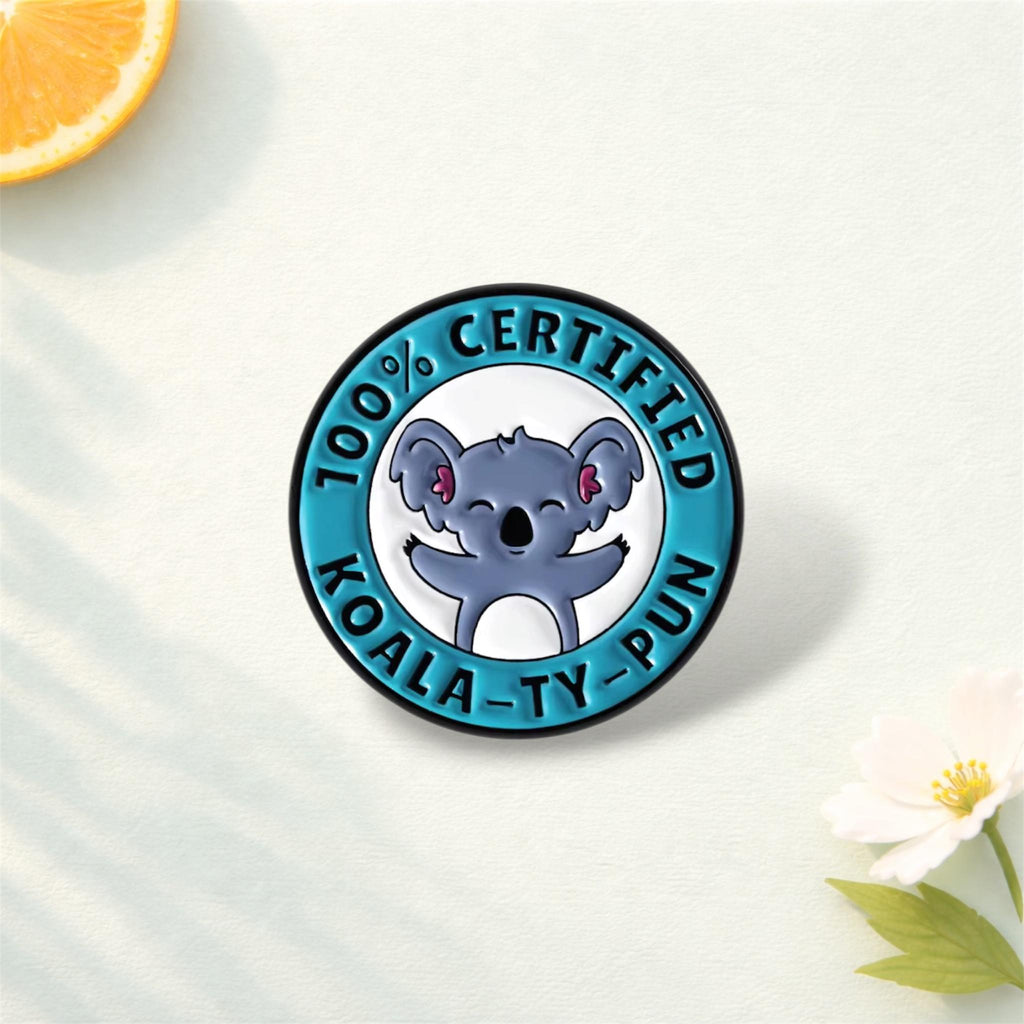 One Hundred Percent Certified Koala ty Pun Enamel Pins Cute Animal Koala Tea Brooch Lapel Badge Jewelry Gift