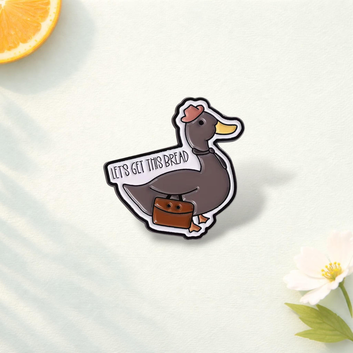 Funny Duck Enamel Pin Let Us Get This Bread Cute Cartoon Animal Brooch Lapel Badge Backpack Jewelry Gift for Friends
