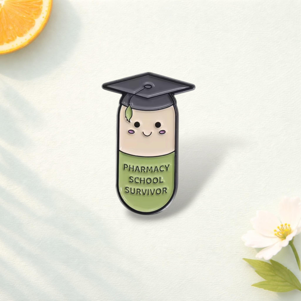 Happy Capsule Pill Enamel Pin Pharmacy School Survivor Brooch Medical Humor Lapel Badge Jewelry Gift for Friends