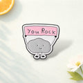 Rock Solid Enamel Pin Funny Geology Pun Cartoon Rock Brooch Science Lover Gift Mineral Badge Lapel Pin Backpack Jewelry Friends