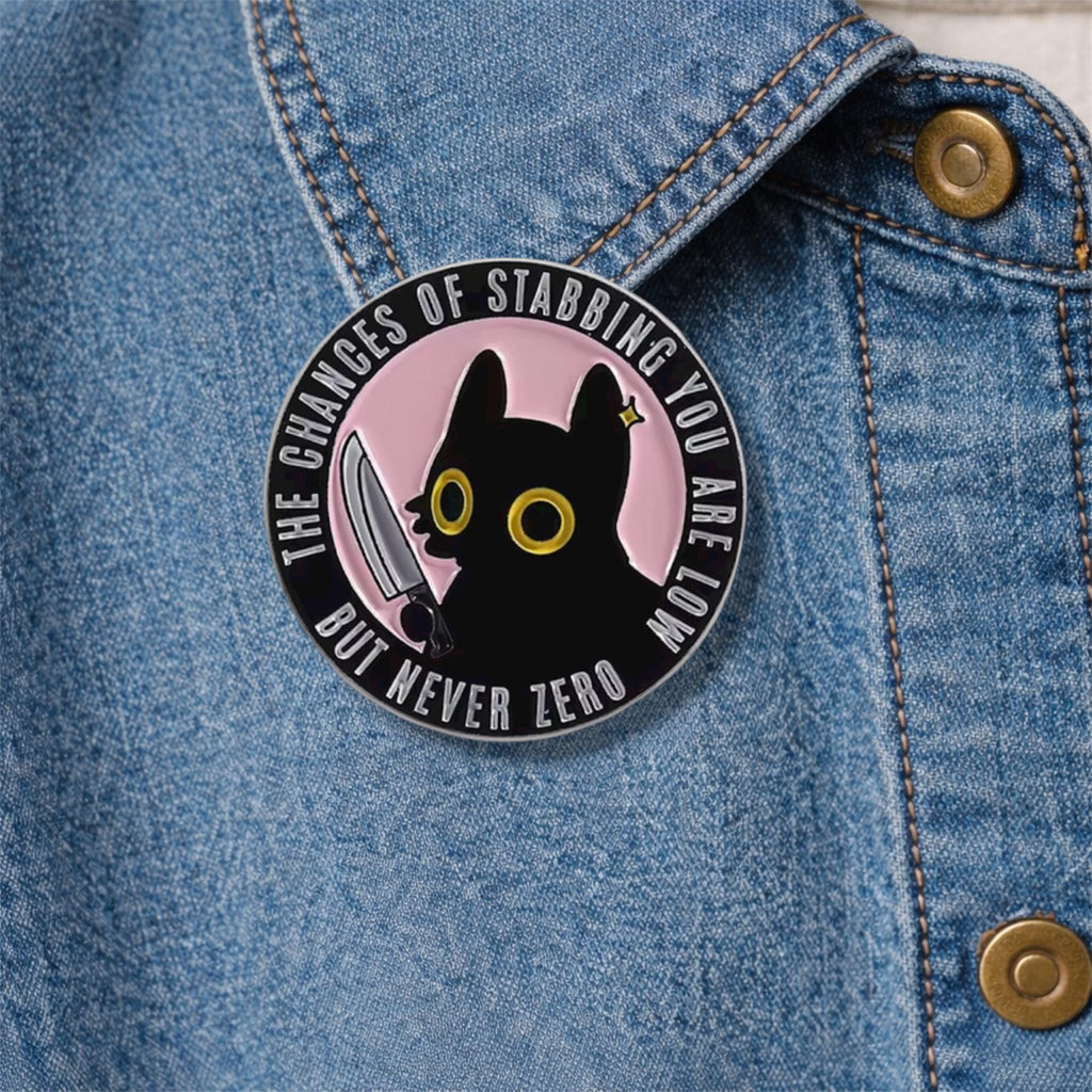 I Enjoy Danger Enamel Pin Cartoon Animal Holding Dagger Brooch Backpack Lapel Badge Jewelry Gift