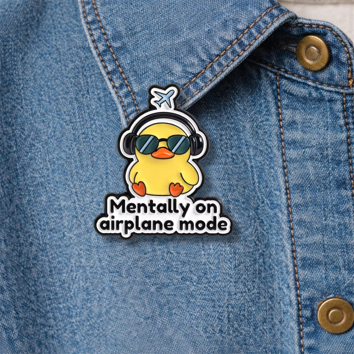 Mentally on Airplane Mode Duck Enamel Pins Cute Duck Self Care Brooch Backpack Lapel Badge Jewelry