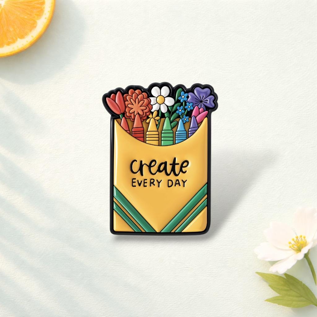 Floral Bicycle Car Enamel Pin Cute Creative Flower Cartoon Brooch Funny Artistic Lapel Badge Backpack Jewelry Gift