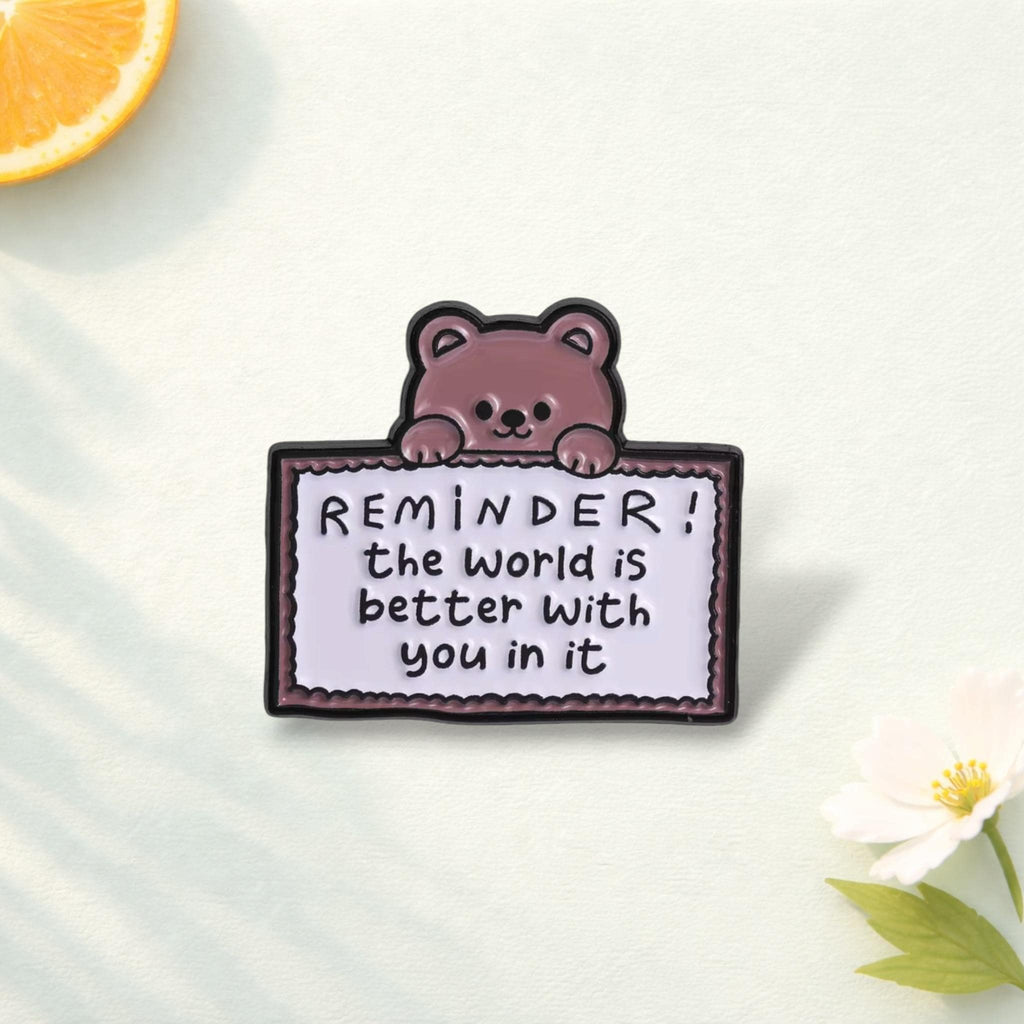 Cute Bear And Cat Enamel Pin Set Animal Lover Gift Inspirational Quote Brooch Kawaii Badge Backpack Decoration Lapel Pin Jewelry