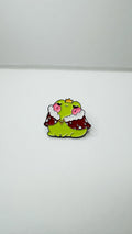 Cute Green Frog Holding Strawberry Enamel Pin Adorable Animal Brooch Lapel Badge Backpack Fashion Jewelry Gift for Friends