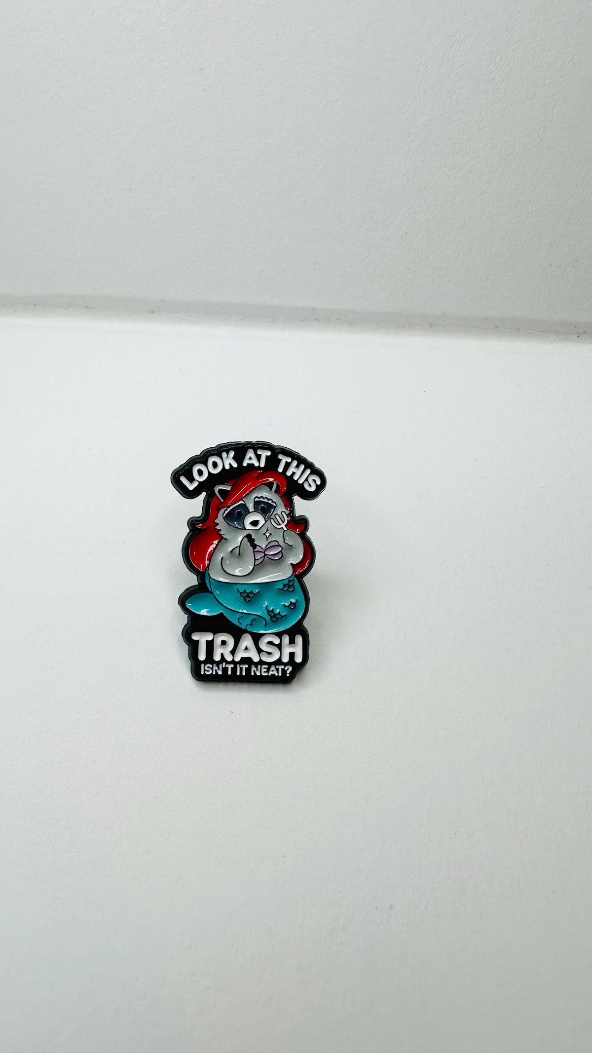 Cute Raccoon Mermaid Cosplay Enamel Pin Cartoon Anime Inspired Trash Themed Brooch Lapel Badge
