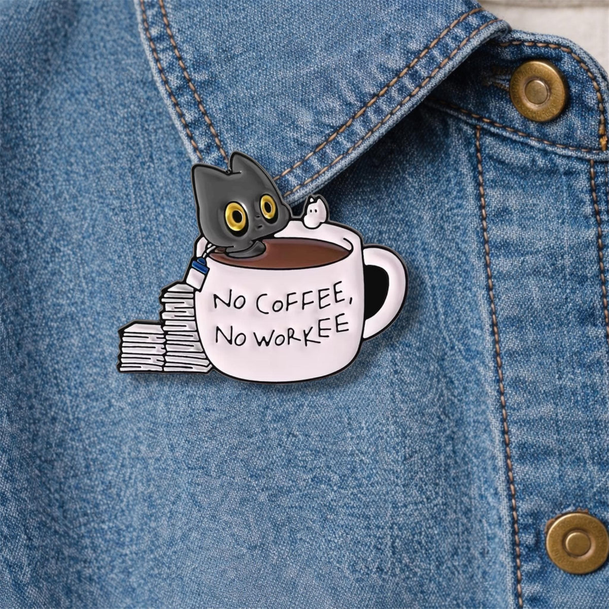 Work Work Work and Die Enamel Pins Froggy Doing Silly Tasks Funny Badge Lapel Brooch Coffee cat Jewelry