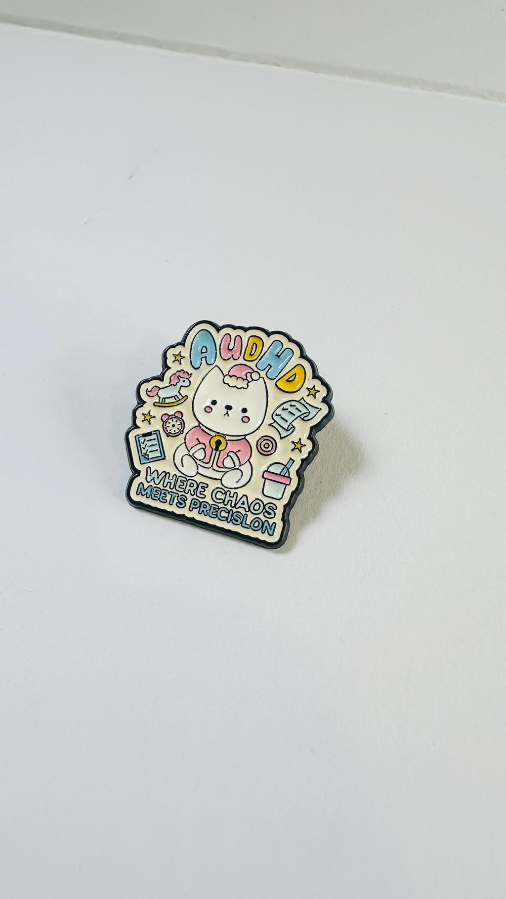 Neurodiversity Mixed Feelings Enamel Pin – Cute ADHD Cat Brooch – Mental Health Emotion Lapel Badge – Kawaii Support Jewelry Gift