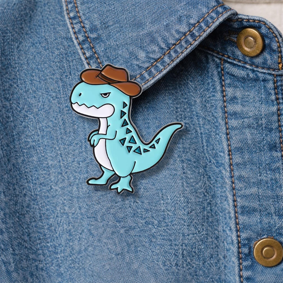Happy Green Dinosaur Enamel Pin Cute Cartoon Animal Brooch Lapel Badge Jewelry Gift