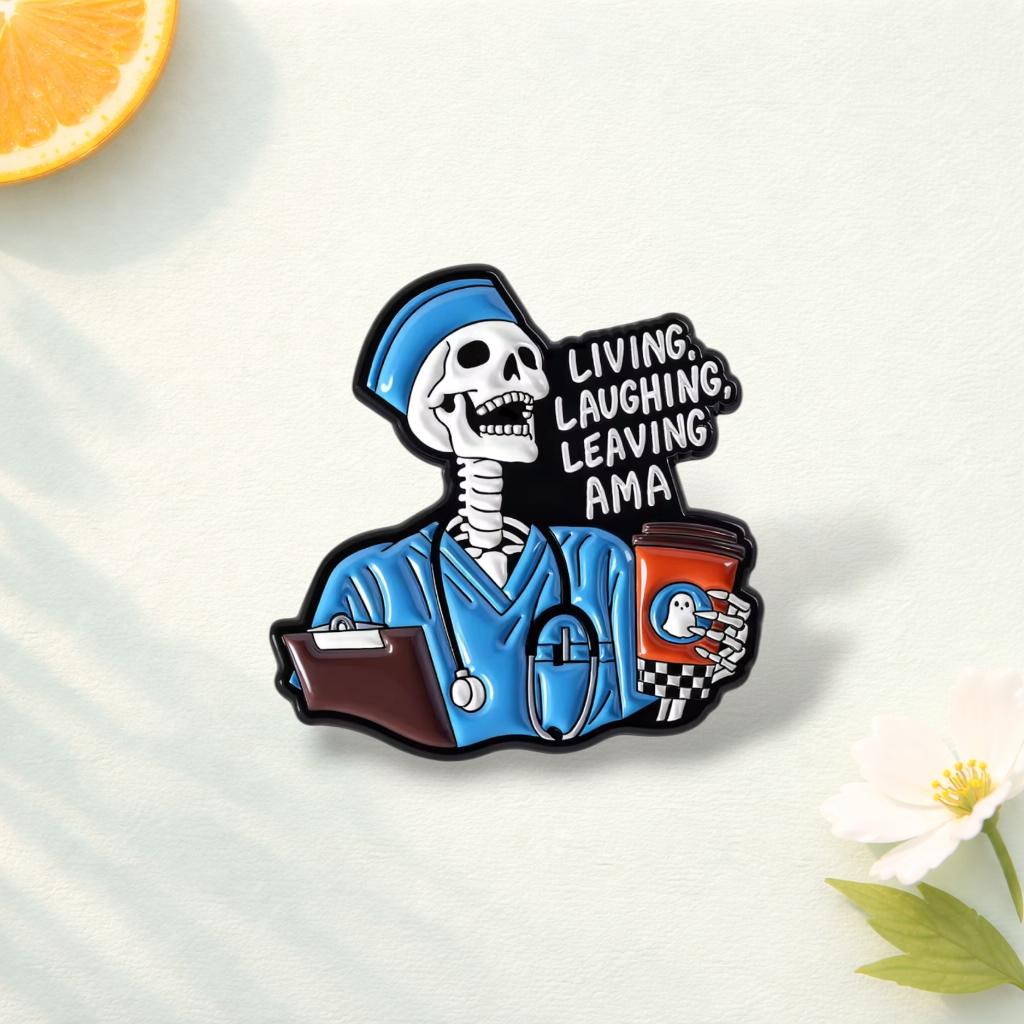 Skeleton Doctor Enamel Pin Medics With Attitude Skull Brooch Funny Medical Theme Lapel Badge