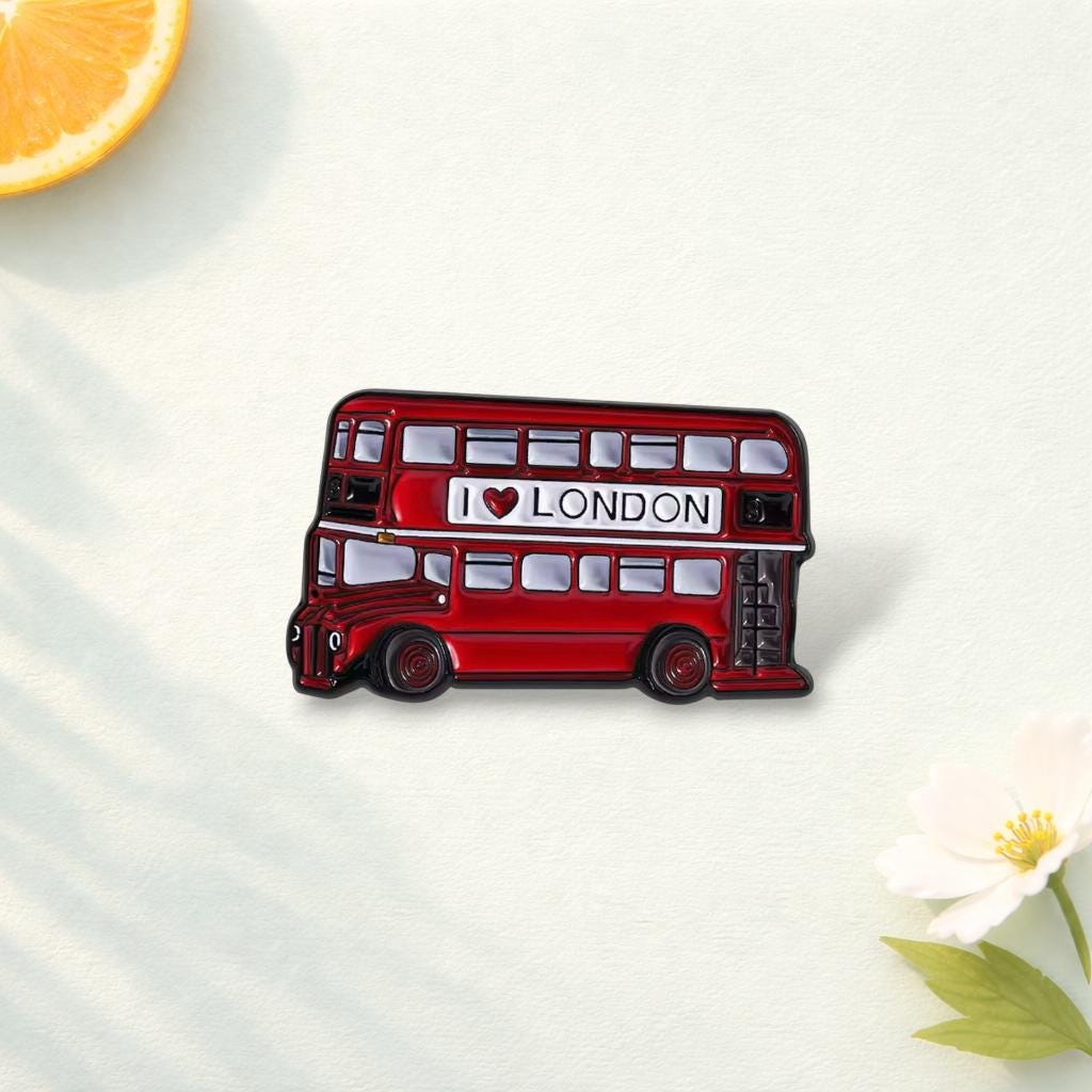 I Love London Enamel Pin Red Double Decker Bus Brooch City Culture Badge Jewelry