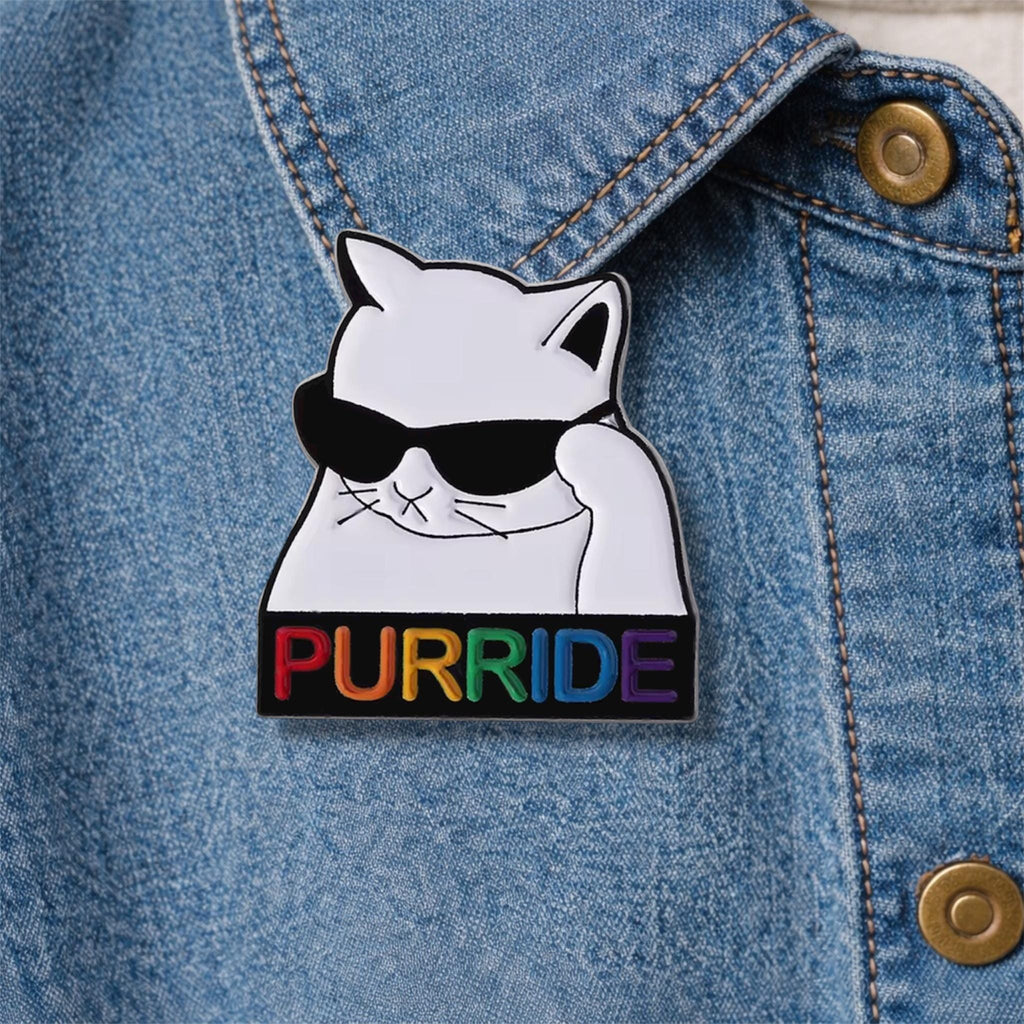 Rainbow Pride Cat Enamel Pin Jesus Loves Me Too Finger Heart Gesture Brooch Lapel Badge Jewelry Gift