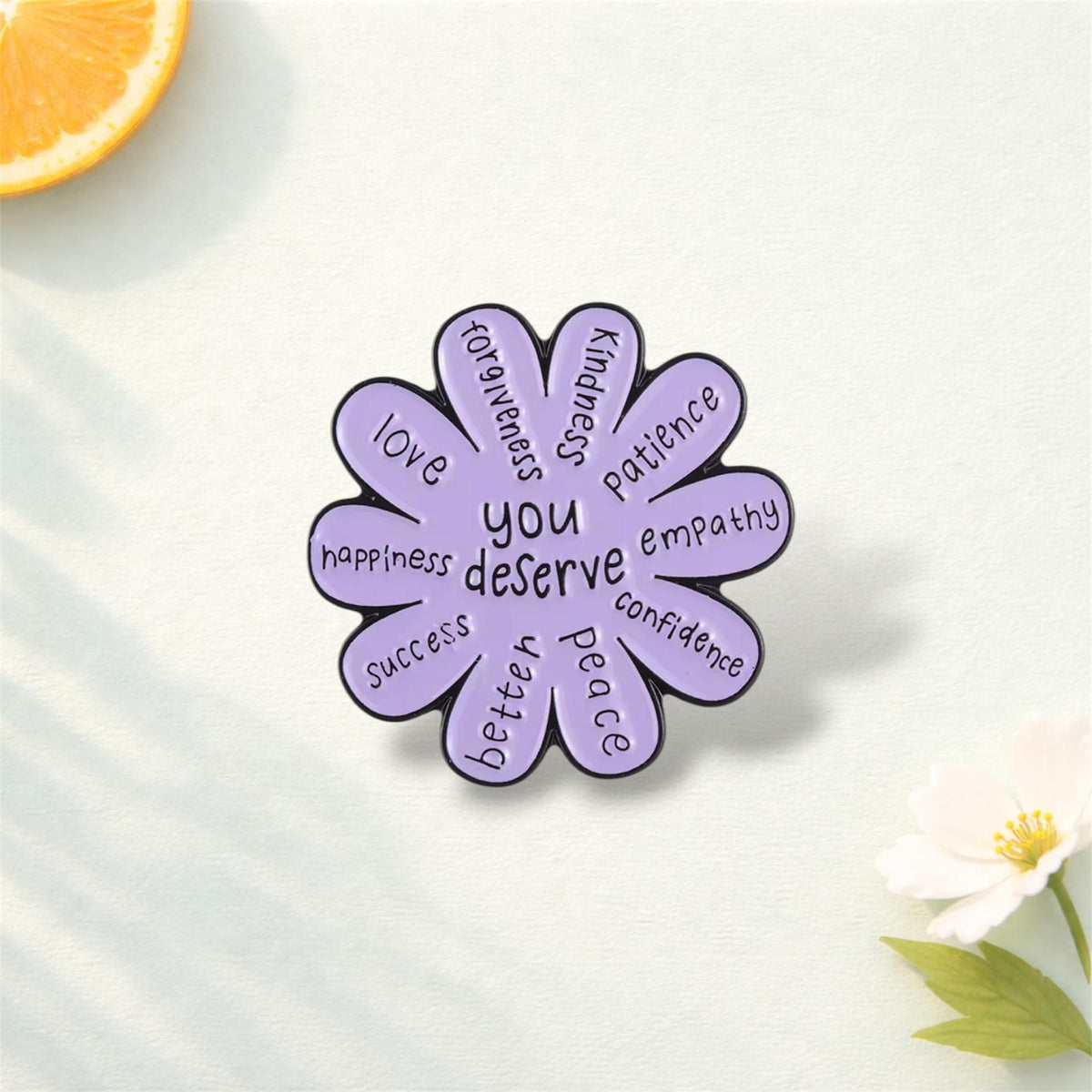 You Are Worthy Enamel Pins Flower Heart Glasses Custom Lapel Badge Shirt Collar Brooches Clothes Backpack Accessories Jewelry