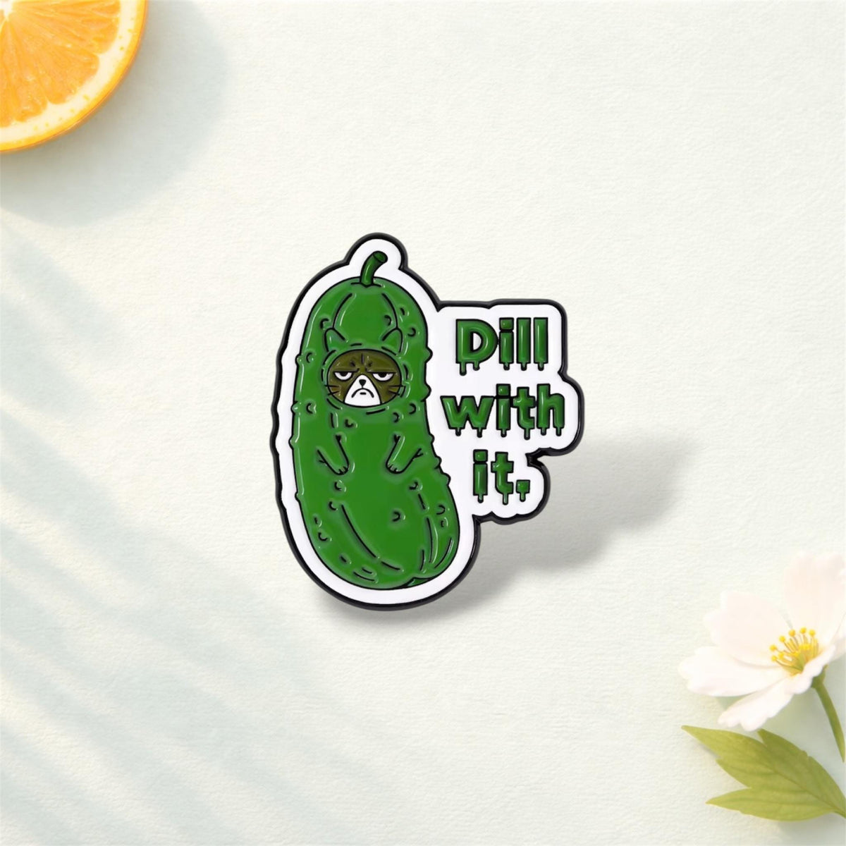 Creative Pickled Duck and Cat Enamel Pin Dill With It Pickle Hat Cat Brooch Lapel Badge Jewelry