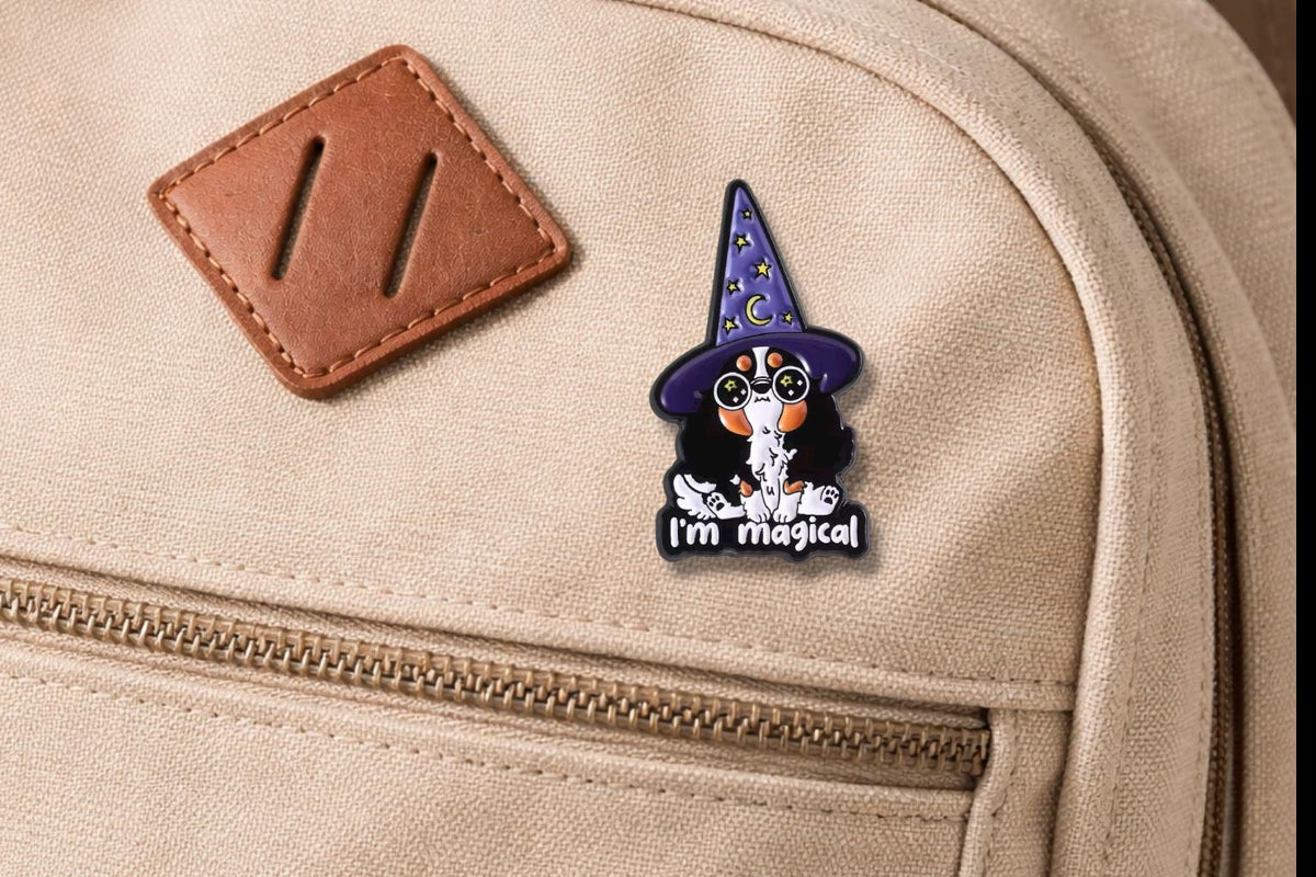 Wizard Cat Holding Magic Wand Enamel Pin Cute Dog With Witch Hat Halloween Brooch Lapel Badge
