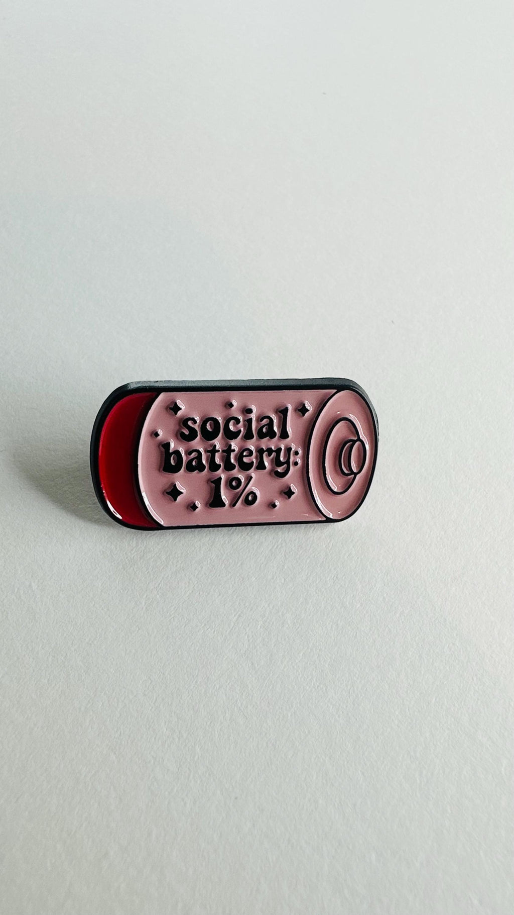 Social Battery Enamel Pin Pink 1 Percent Badge Introvert Gift Anxiety Awareness Funny Quote Lapel Pin Mental Health Jewelry