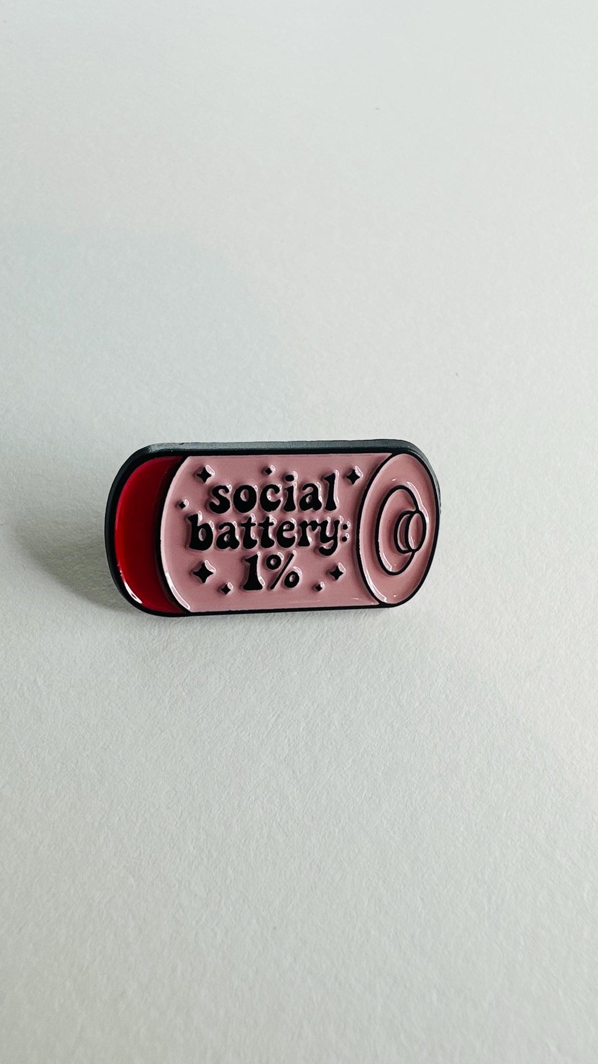 Social Battery Enamel Pin Pink 1 Percent Badge Introvert Gift Anxiety Awareness Funny Quote Lapel Pin Mental Health Jewelry