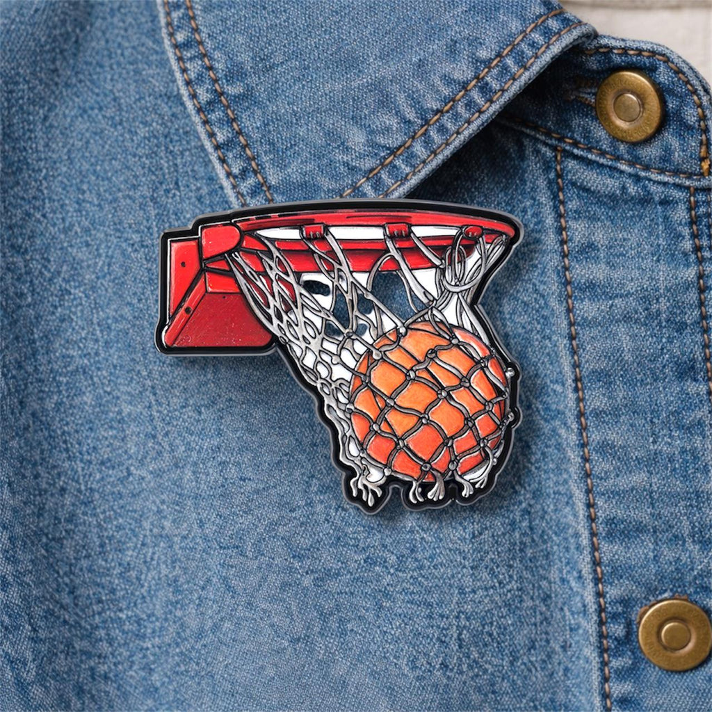 Basketball Hoop Enamel Pin Cool Sports Design Brooch Lapel Badge Trendy Jewelry Gift for Friends