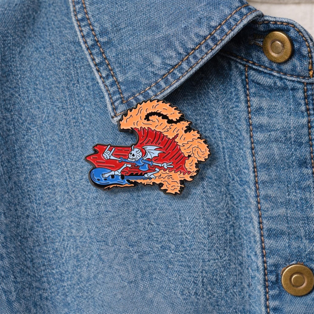 Rock Band Vintage Punk Enamel Pins Skull Cross Guitar Design Music Theme Lapel Brooch