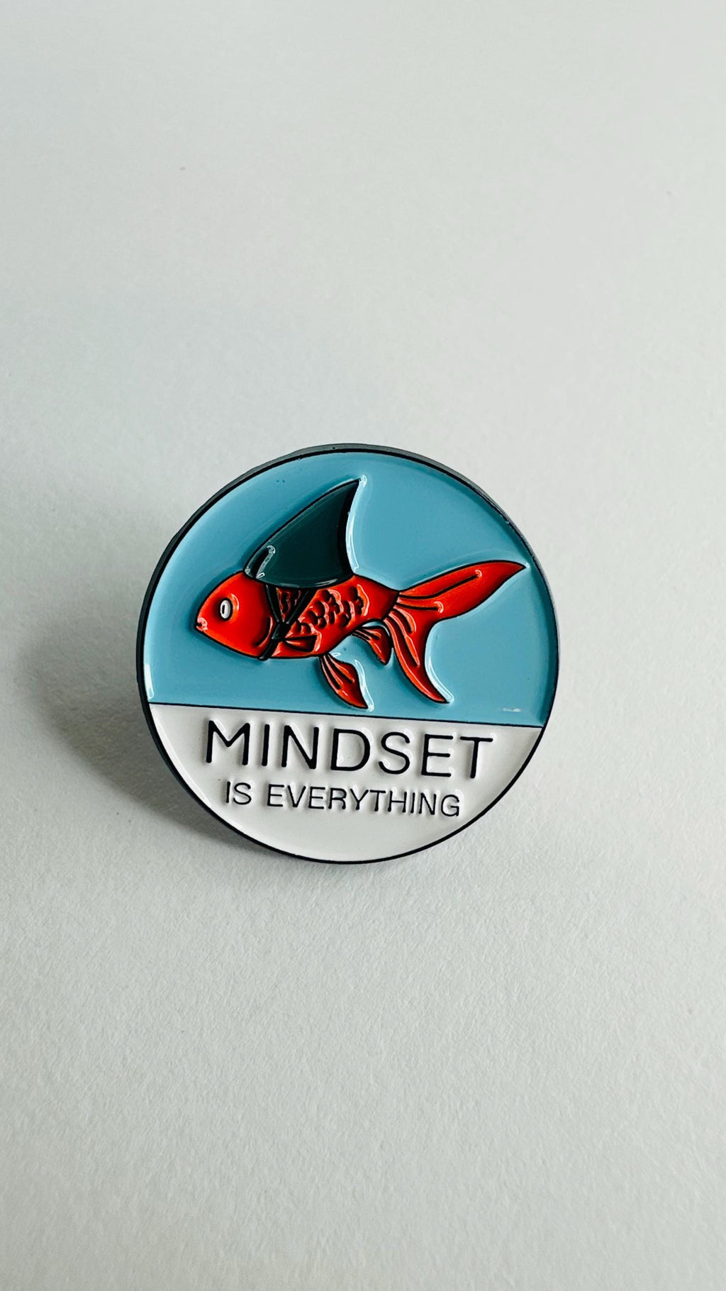 Goldfish Shark Enamel Pin Custom Mindset Is Everything Brooch Animal Lapel Badge Jewelry Gift for Kids and Friends