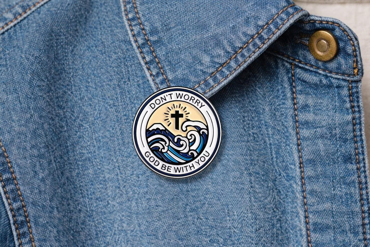 Jesus Cross Enamel Pin – “Do Not Worry God Is With You” Religious Faith Brooch – Christian Inspirational Lapel Badge –Spiritual Gift Jewelry