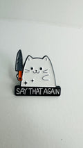 Cartoon Knife Cat Enamel Pin Funny Cat Brooch Animal Badge Kawaii Pet Lover Gift Lapel Pin Cute Jewelry Backpack Accessory